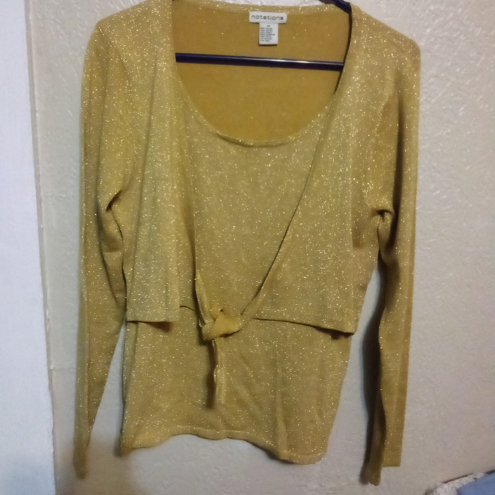 Notations gold sparkle sweater